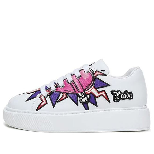 Кроссовки graphic heart platform sneakers 'white multi-color' Prada, белый