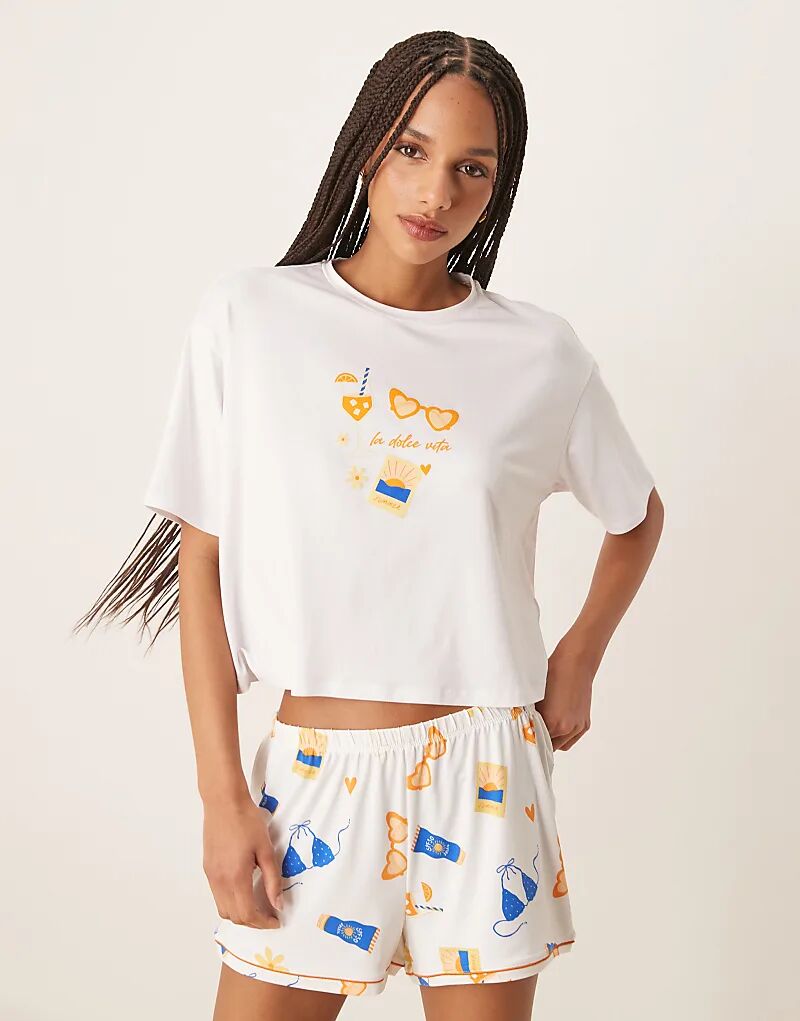 

Укороченная футболка свободного кроя Urban Threads с принтом «дольче вита»