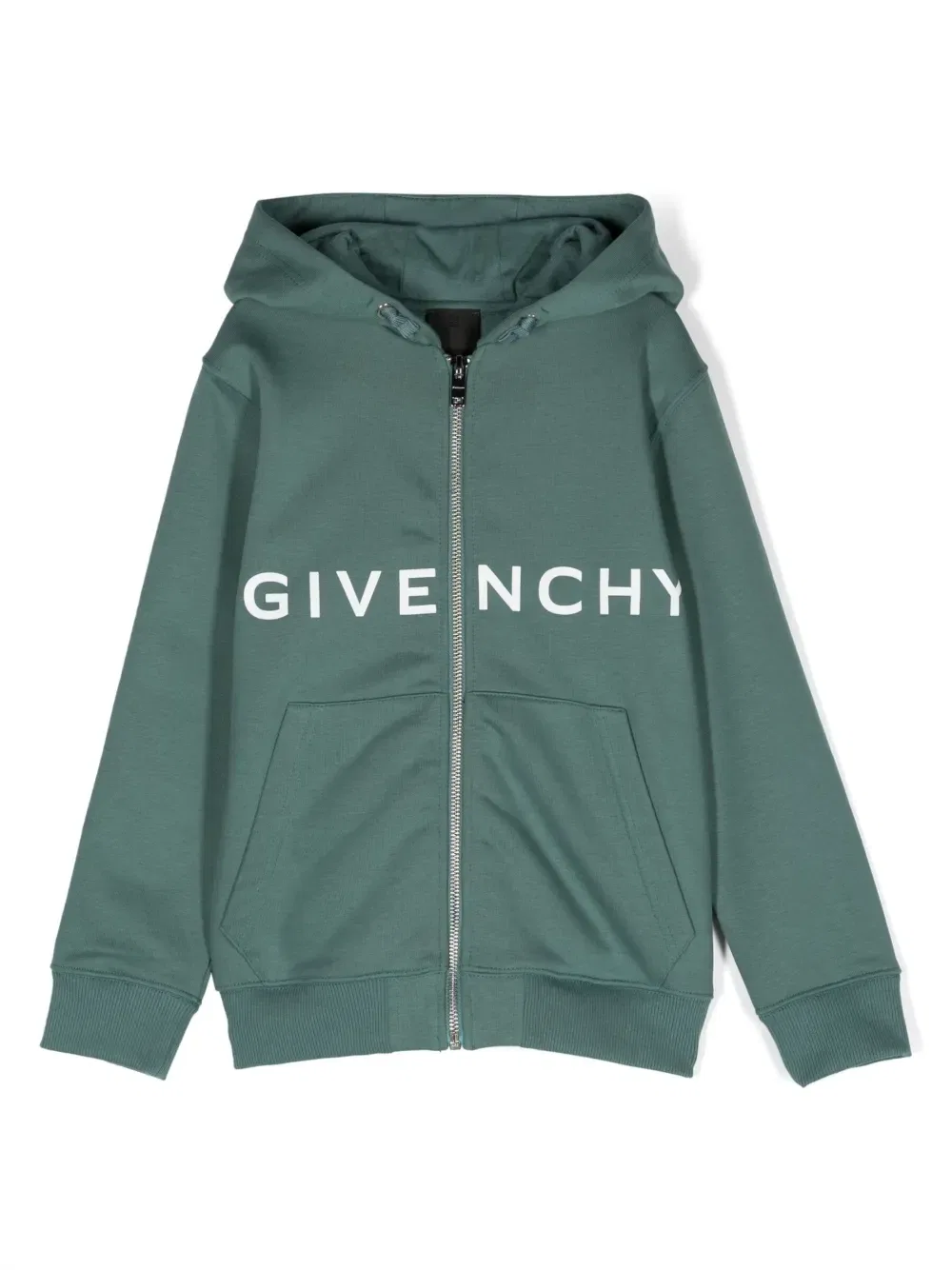 Толстовка с застежкой-молнией 4G-Motif Givenchy Kids, зеленый