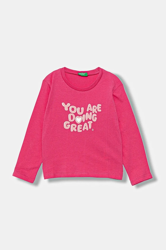 

Детская хлопковая кофта с длинным рукавом United Colors Of Benetton, розовый