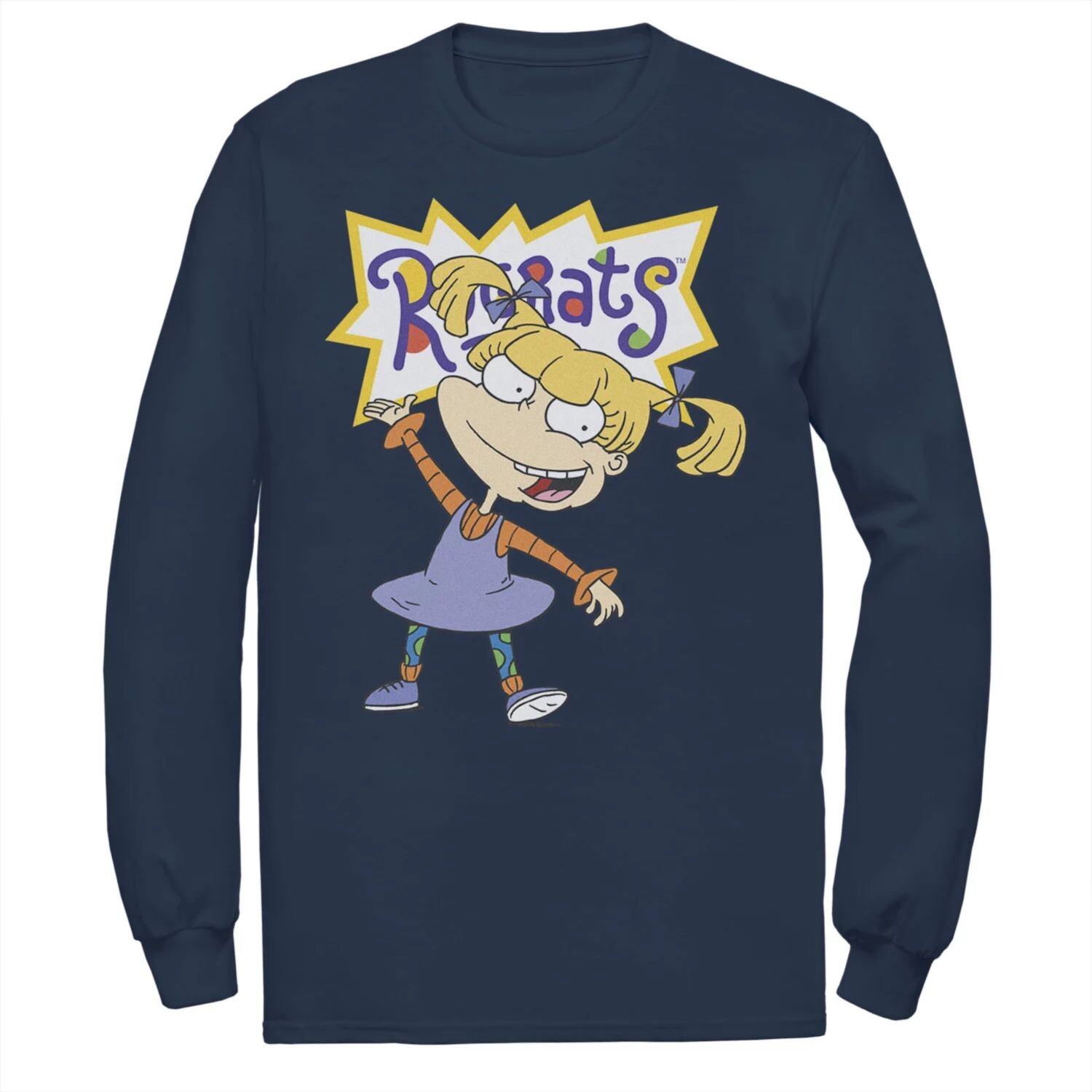 

Мужская футболка Rugrats Angelica с простым портретом и длинными рукавами с рисунком Nickelodeon, синий