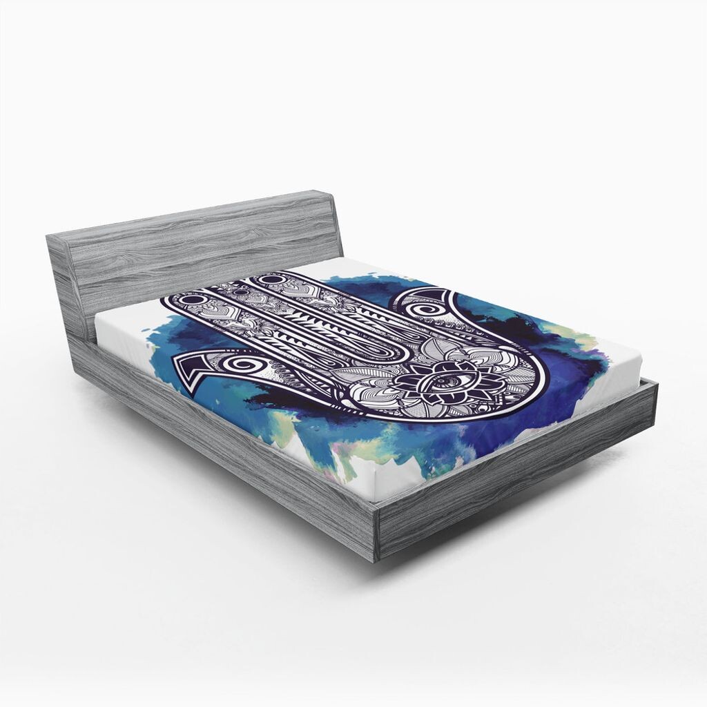 

Простыня ABAKUHAUS в этническом стиле, мистический древний символ восточных культур на акварельном всплеске, 90 x 190 см, темно-фиолетовый синий