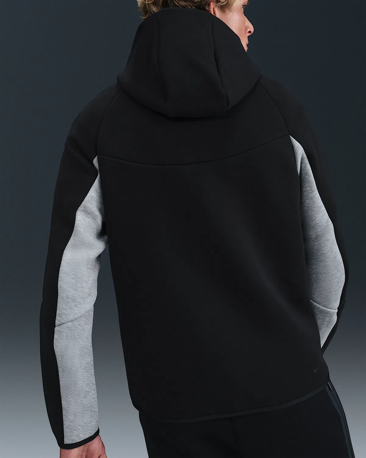 Мужская флисовая ветровка Nike Tech на молнии, Black/Dark Grey Heather/Black — фото 2