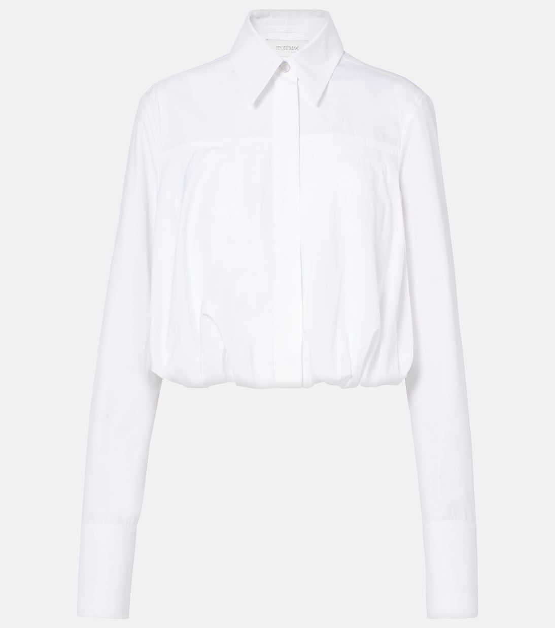 

Земира укороченная рубашка из хлопкового поплина Sportmax, BIanco Ottico