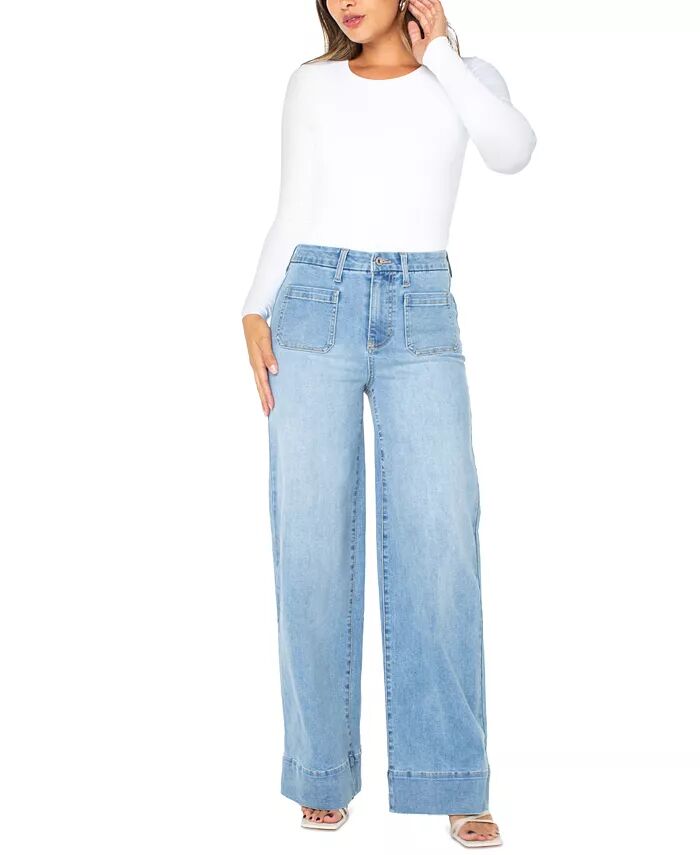 

Джинсы Junior's High Rise Wide Leg с накладными карманами Celebrity Pink, синий
