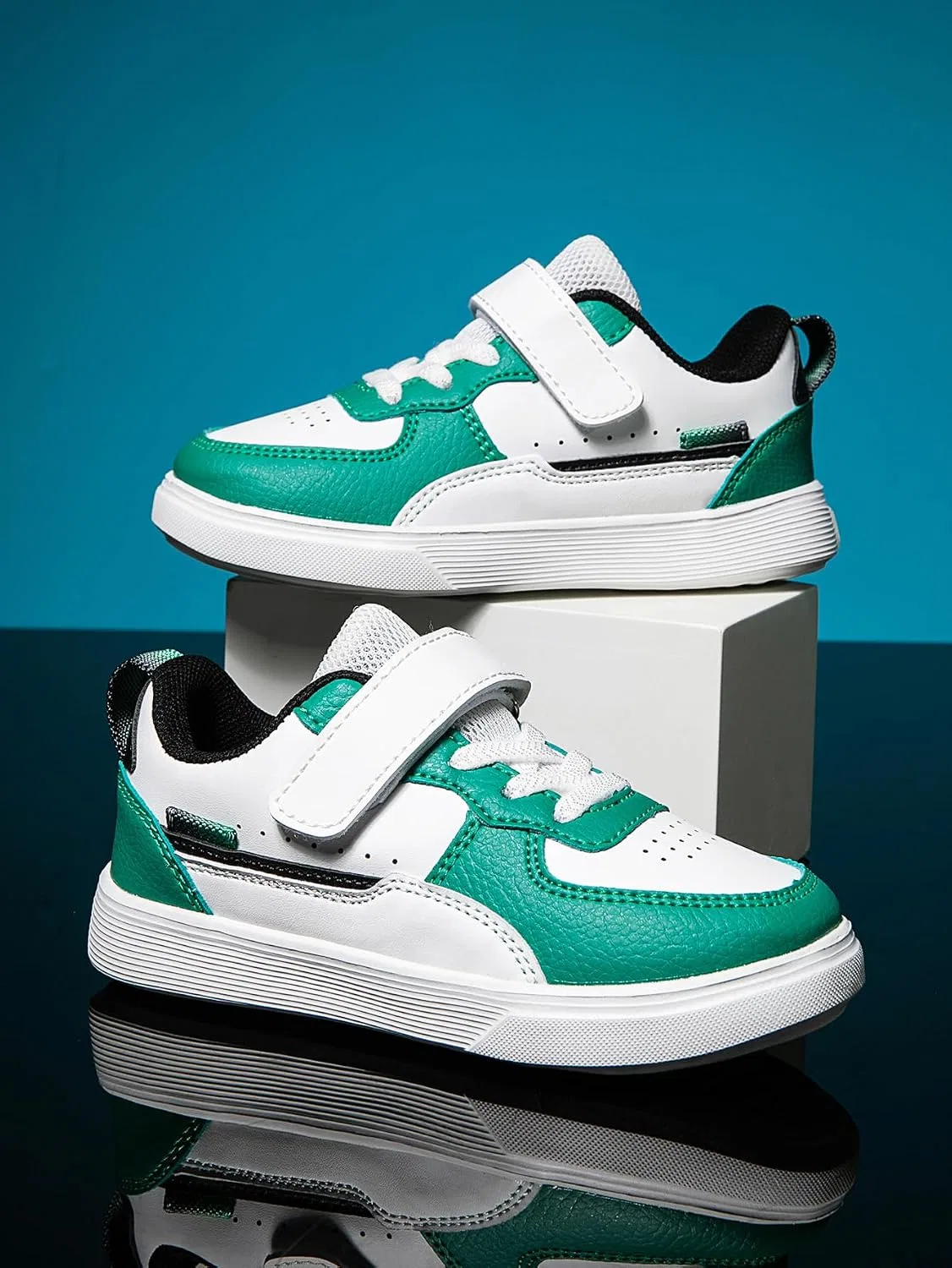Детские кроссовки на липучке с регулируемым ремешком Classic Low Top, Blue Green — фото 3