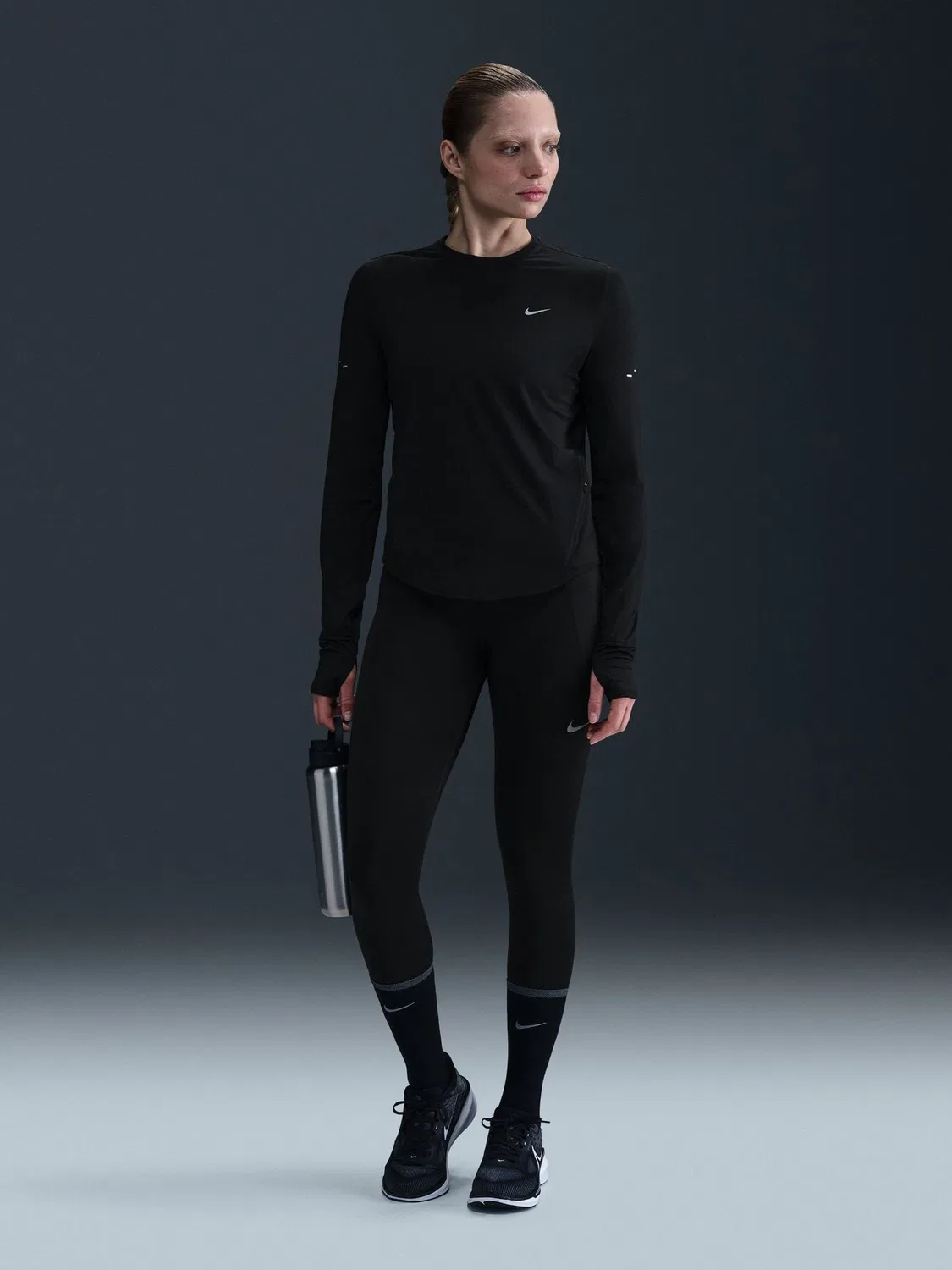 Топ для бега с длинным рукавом Swift Dri-FIT UV Nike, черный