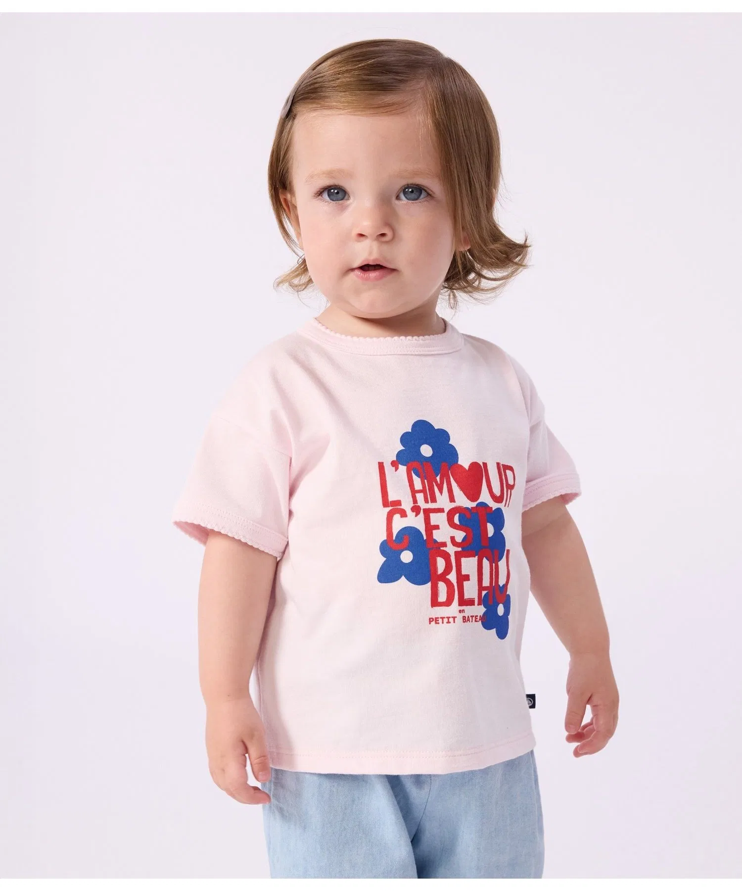 Детская футболка с принтом Petit Bateau розовая