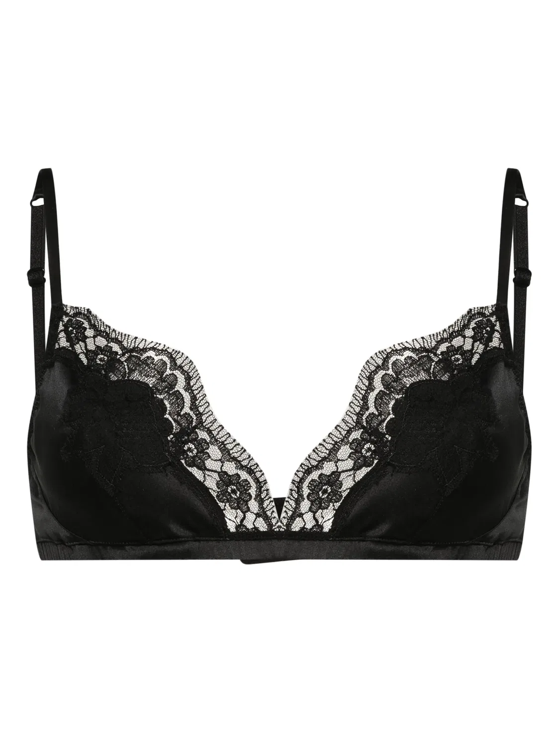 Dolce & Gabbana Бралетт из шелка с кружевом, черный