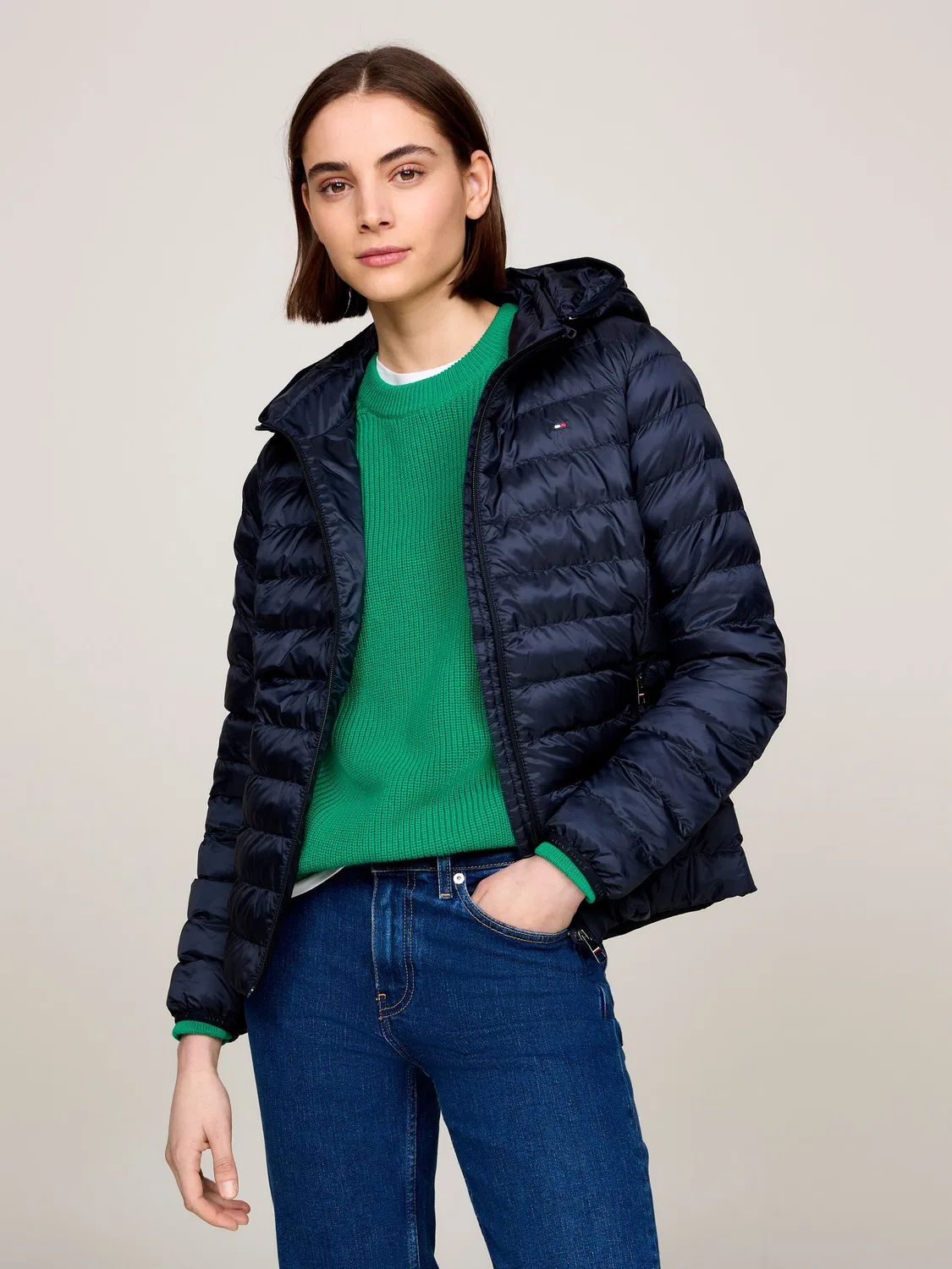Куртка утепленная стеганая Tommy Hilfiger, темно-синяя