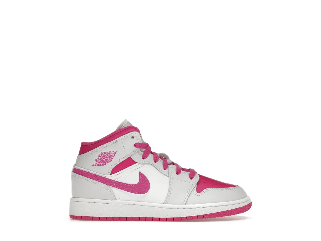Детские кроссовки Lifestyle с контрастными акцентами Jordan 1 Mid Jordan, Iris Whisper/White/Fire Pink