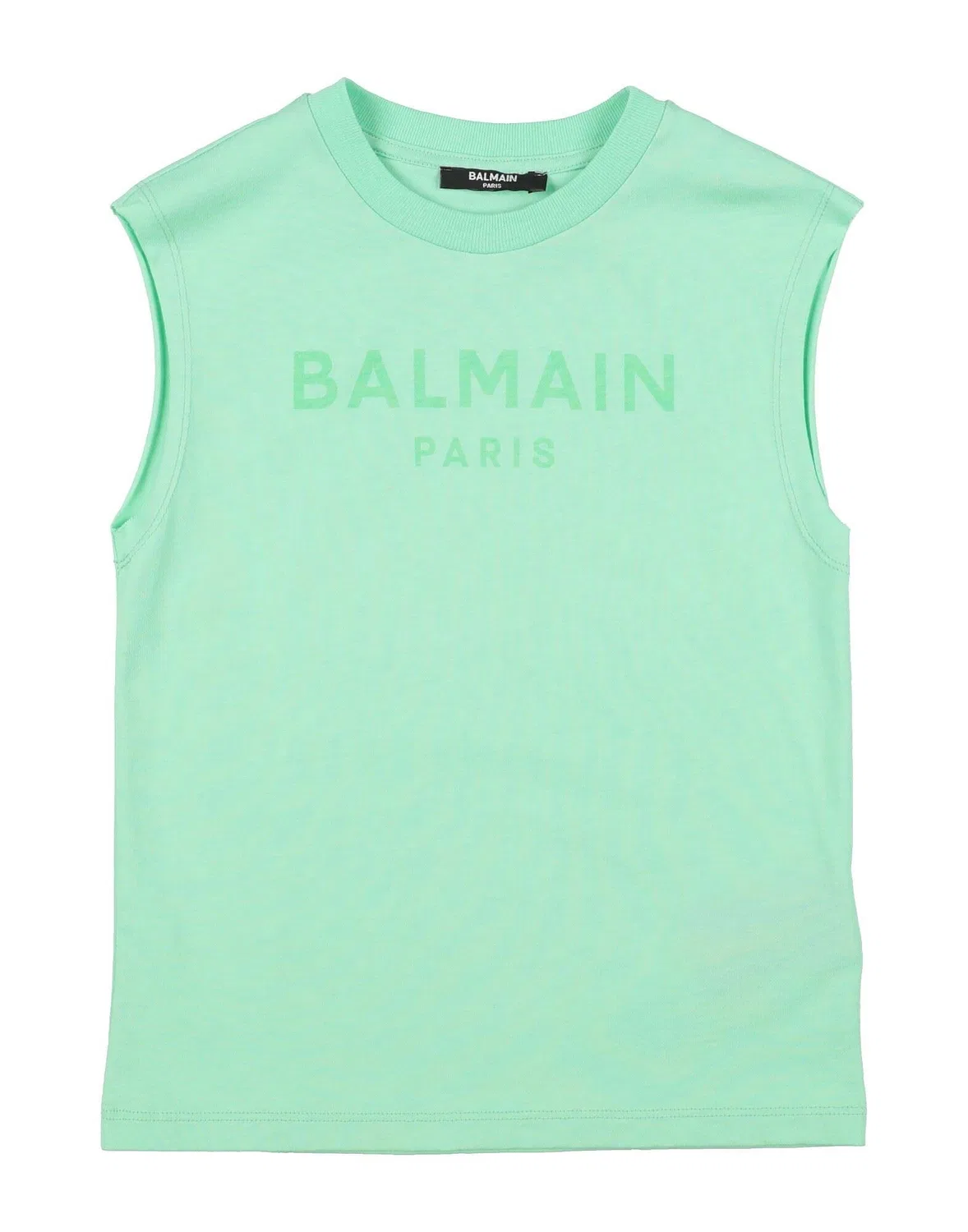 Детская майка с принтом Balmain, светло-зеленый