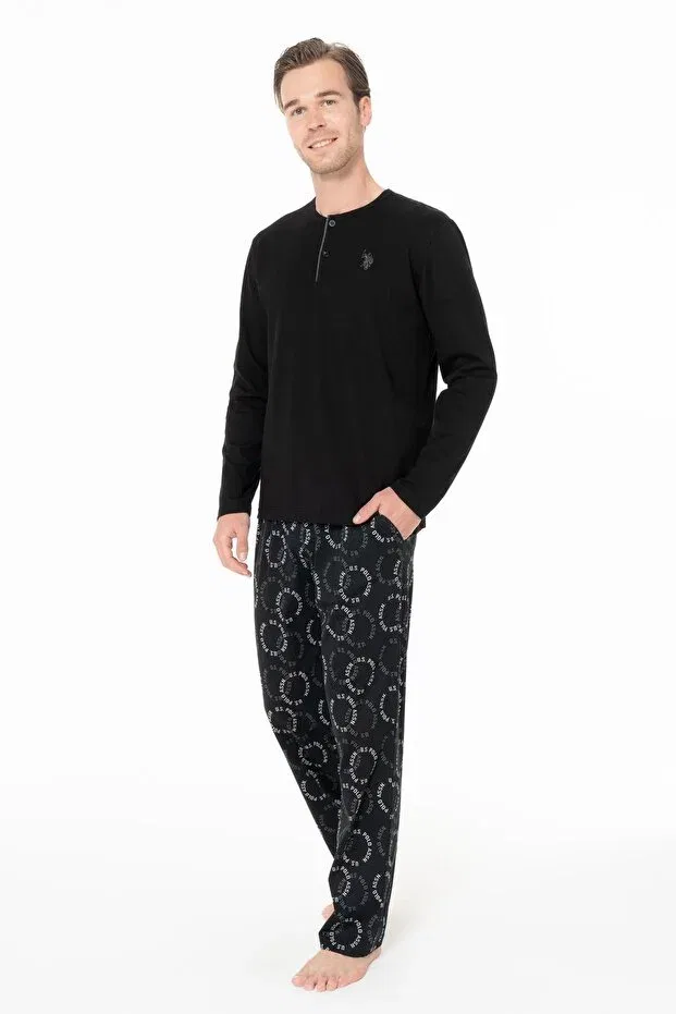 Мужской комплект пижамы с длинным рукавом U.S. Polo Assn., Black