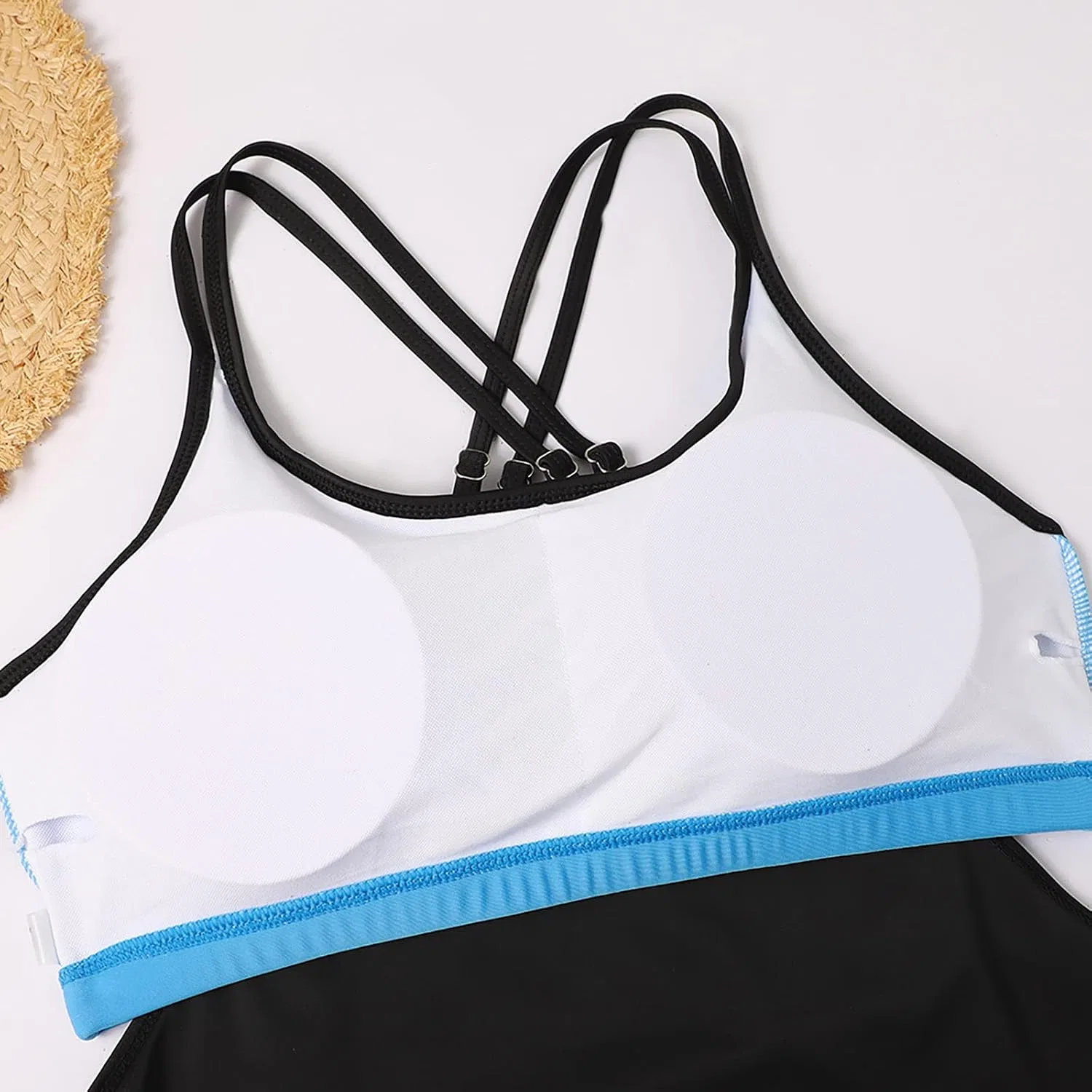Женский слитный купальник с эффектом утяжки Tankini, Blue — фото 4