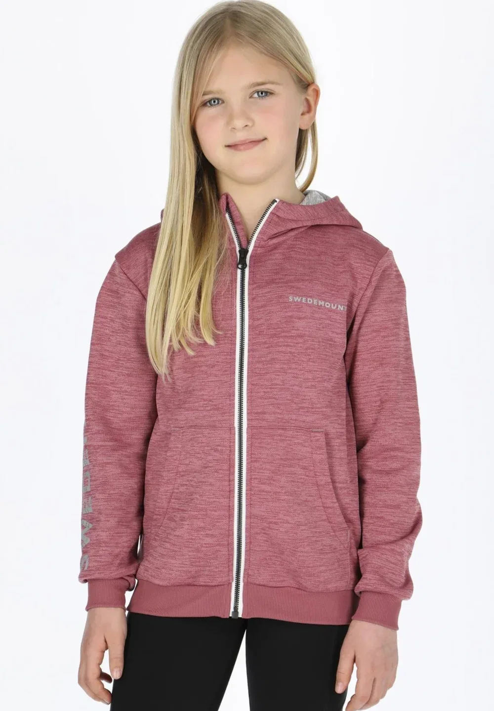 Логотип - толстовка на молнии Swedemount, Dusty Rose Melange Lt Grey Melange