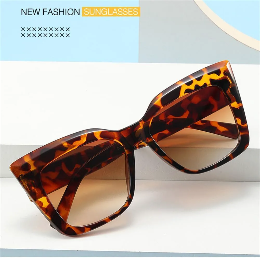 

Солнцезащитные очки большого размера 2027 года для женщин и мужчин, градиентные солнцезащитные очки, очки с защитой от УФ-излучения UV400 MTZJH, Leopard Tea