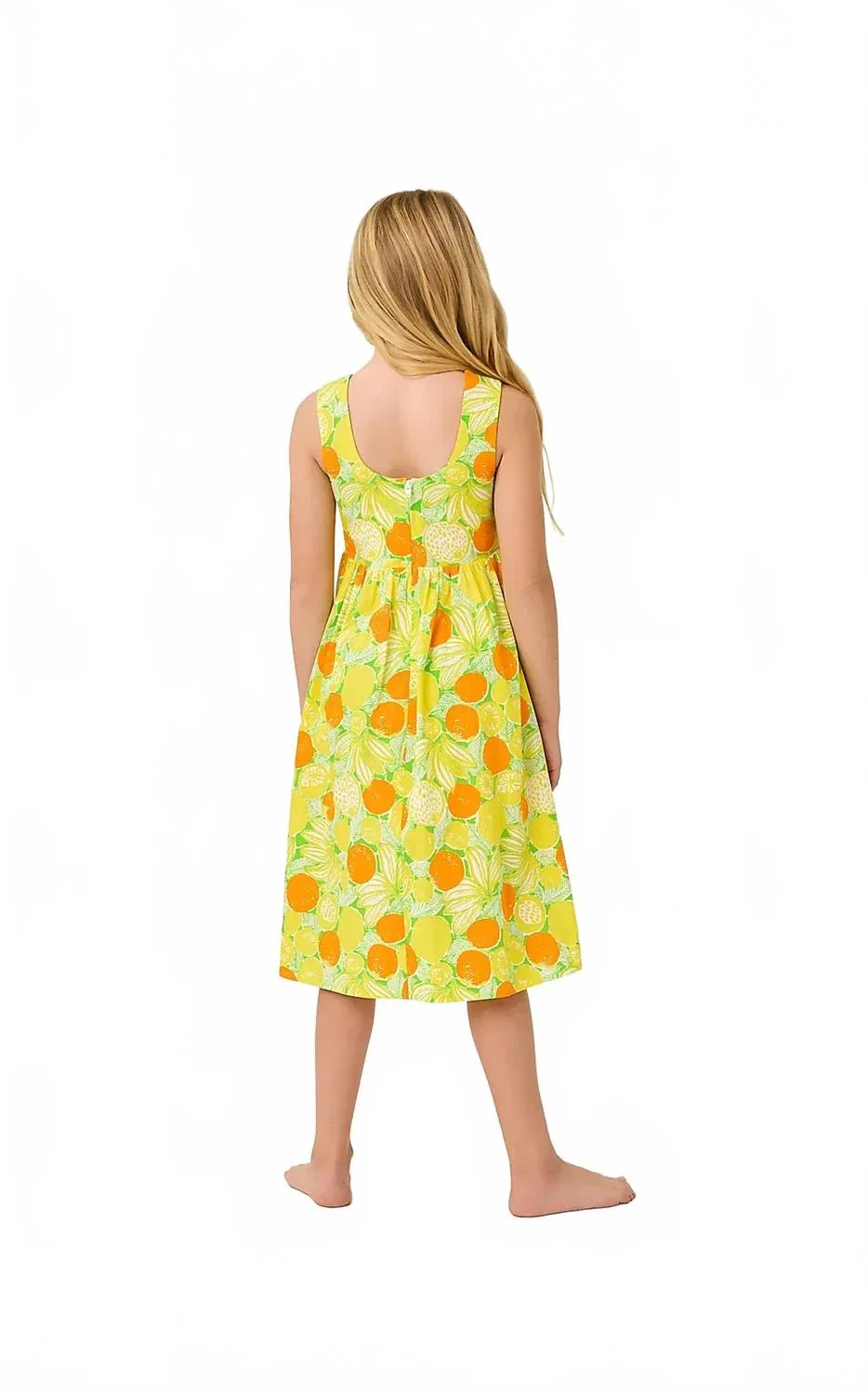 Детское платье-трапеция без рукавов с принтом Mini Daisey Midi Lilly Pulitzer, Island Palm Zesty — фото 2