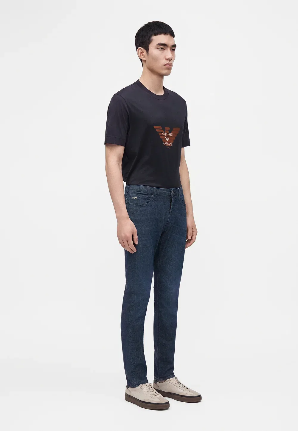 Брюки с карманами - джинсы зауженного кроя Emporio Armani, Medium Blue Denim — фото 4