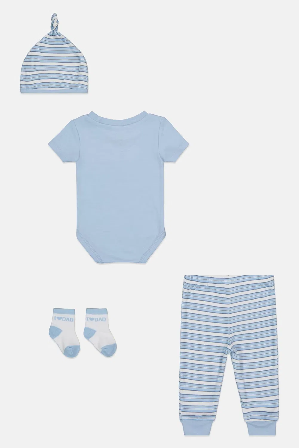 Комплект боди-комбинезон и штаны с принтом с шапочкой и носками Baby Essentials, разноцветный — фото 2