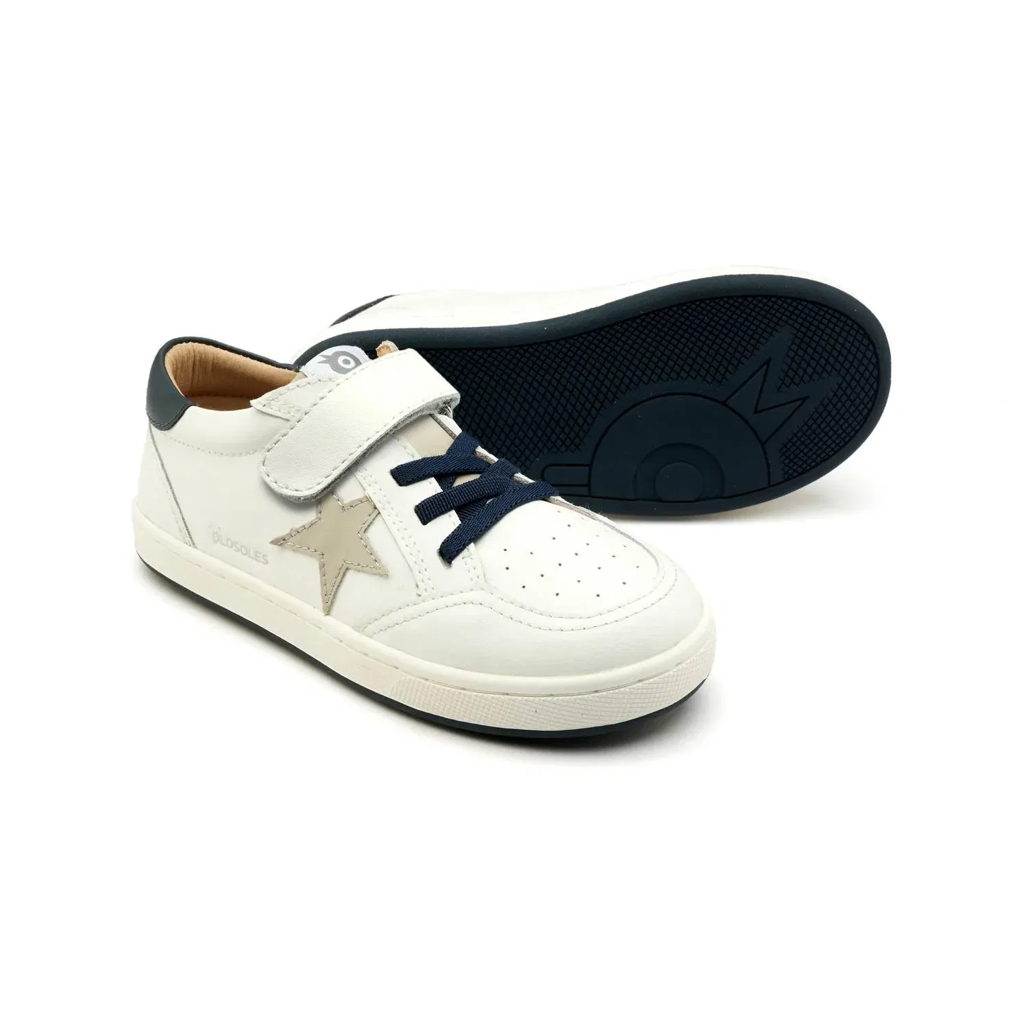 Детские кроссовки кожаные на липучках Platinum Runner Vl Strap Star Old Soles, Snow/Gris/Navy — фото 3