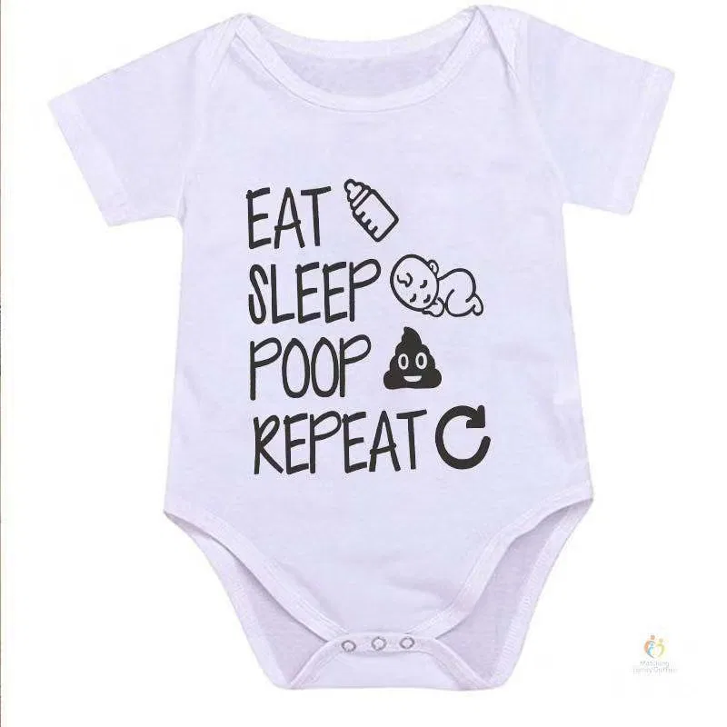 Боди-комбинезон с принтом Eat Sleep Change Repeat Matching Family Outfits, белый