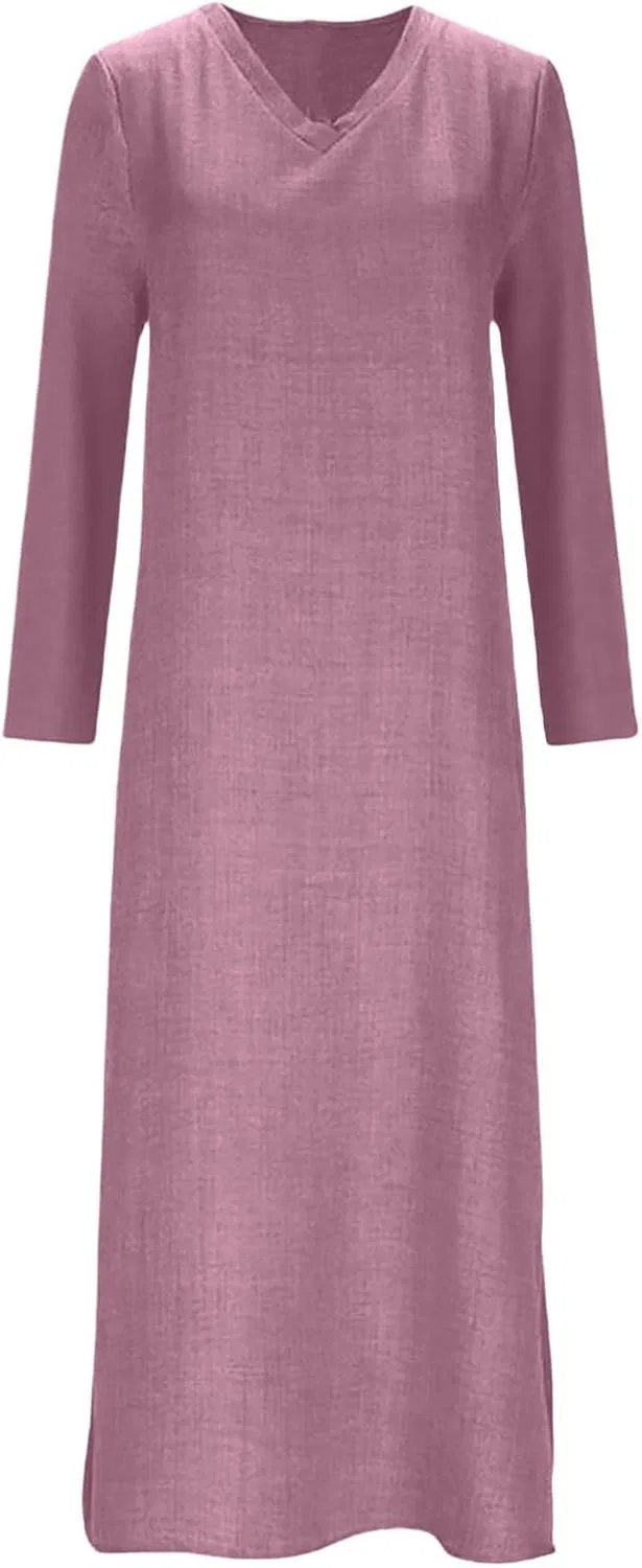 Женское летнее платье-макси V-образным вырезом Casual, A005purple — фото 3