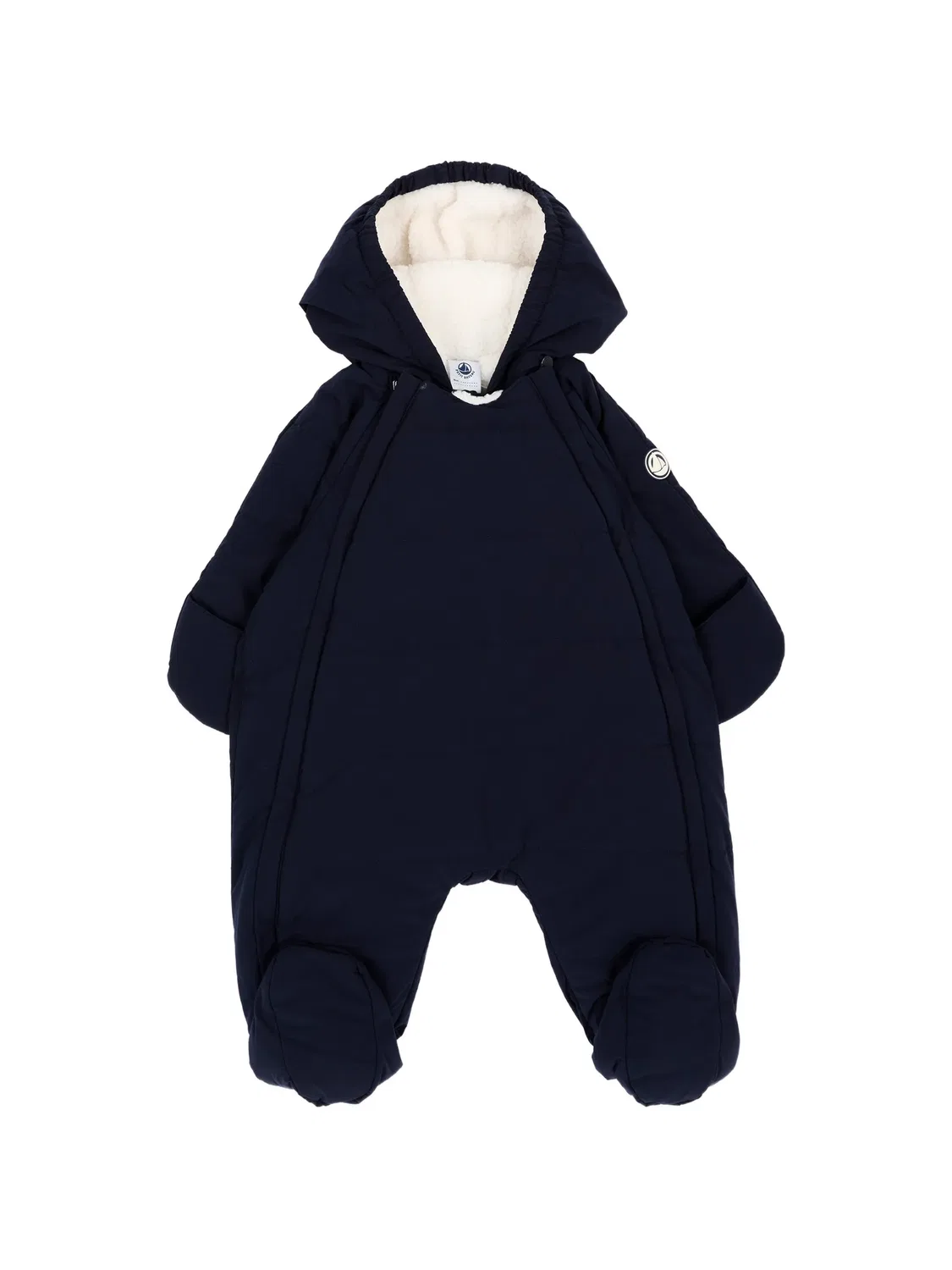 Дутый комбинезон с капюшоном Petit Bateau, синий