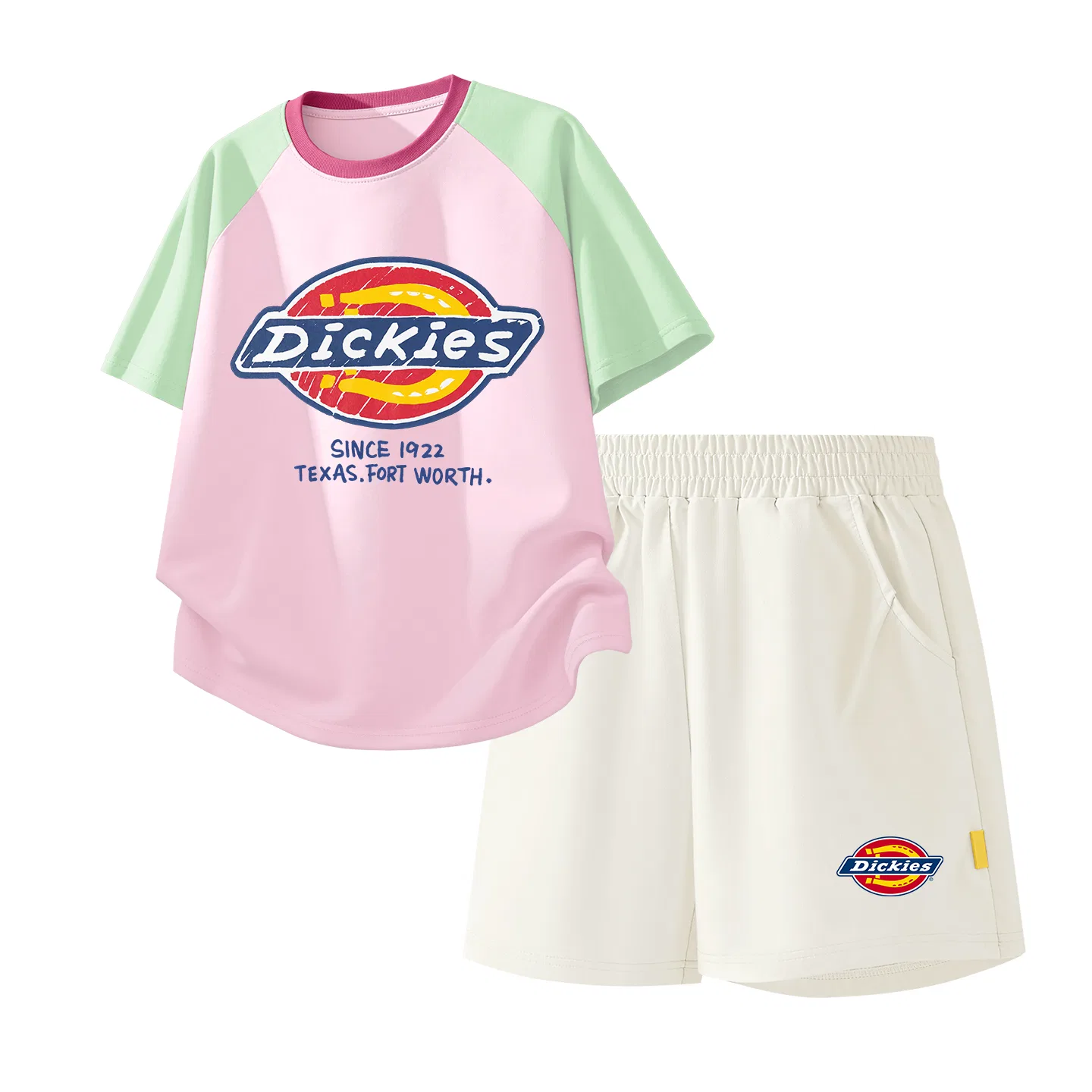 Детский спортивный комплект с принтом S Logo Dickies, Green Pink/Mist White