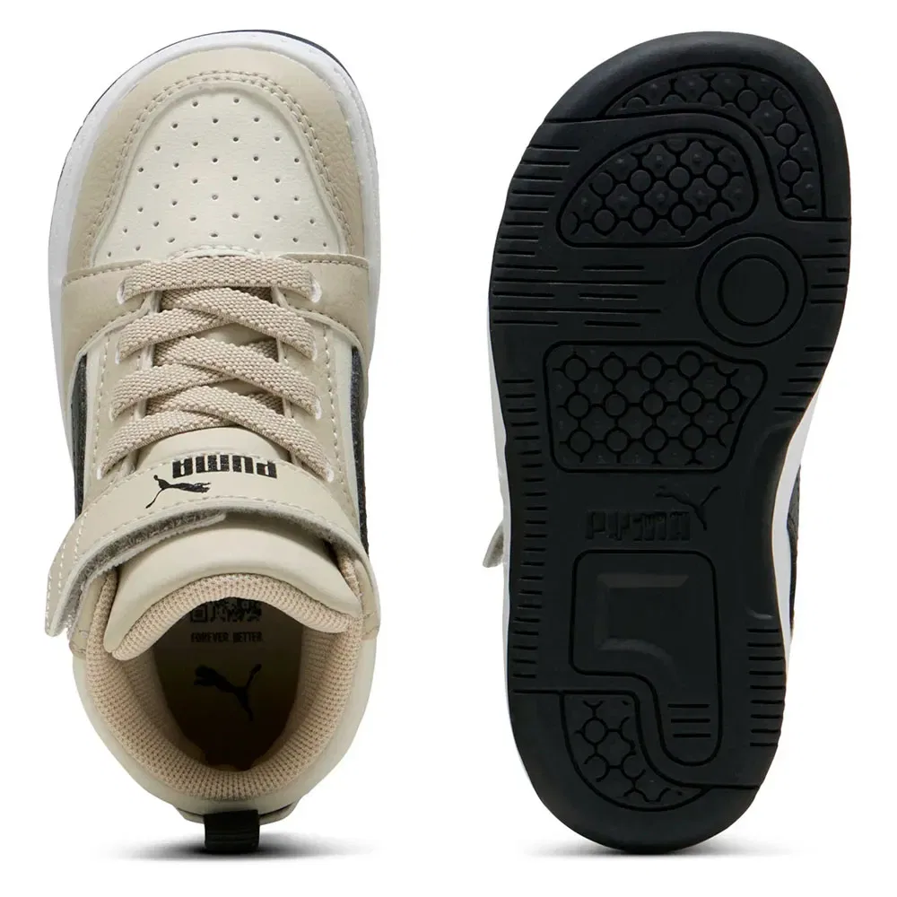 Детские кроссовки для девочек с высоким берцем Rebound V6 Mid AC+ Puma, Beige — фото 2