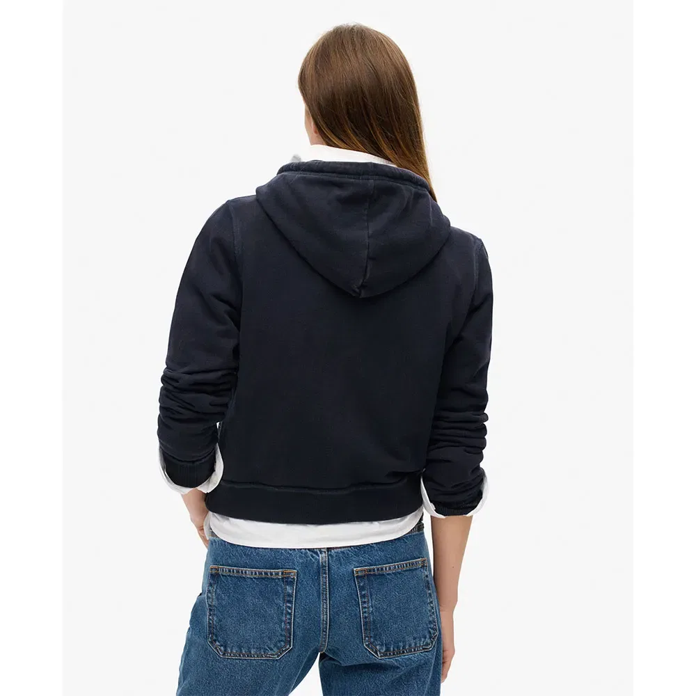 Худи Athletic Relaxed Crop full zip Superdry, синий — фото 2
