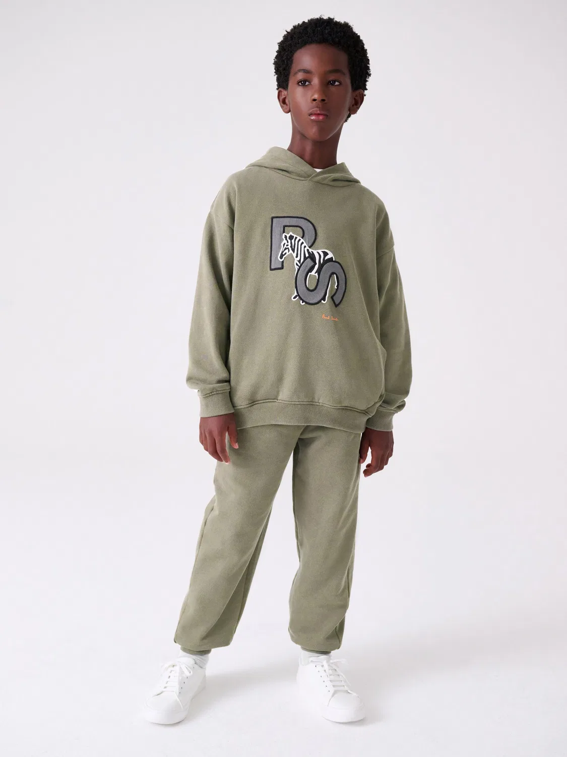 Толстовка и джоггеры с зебровым принтом Paul Smith Junior, хаки-зеленый