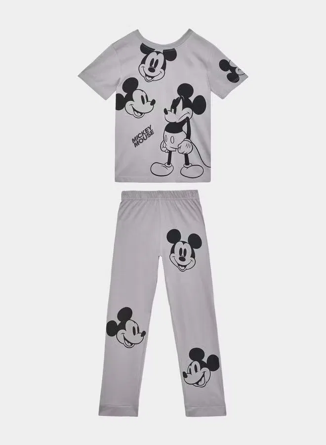Styli Комплект пижамный с принтом Mickey Mouse для мальчиков, серый