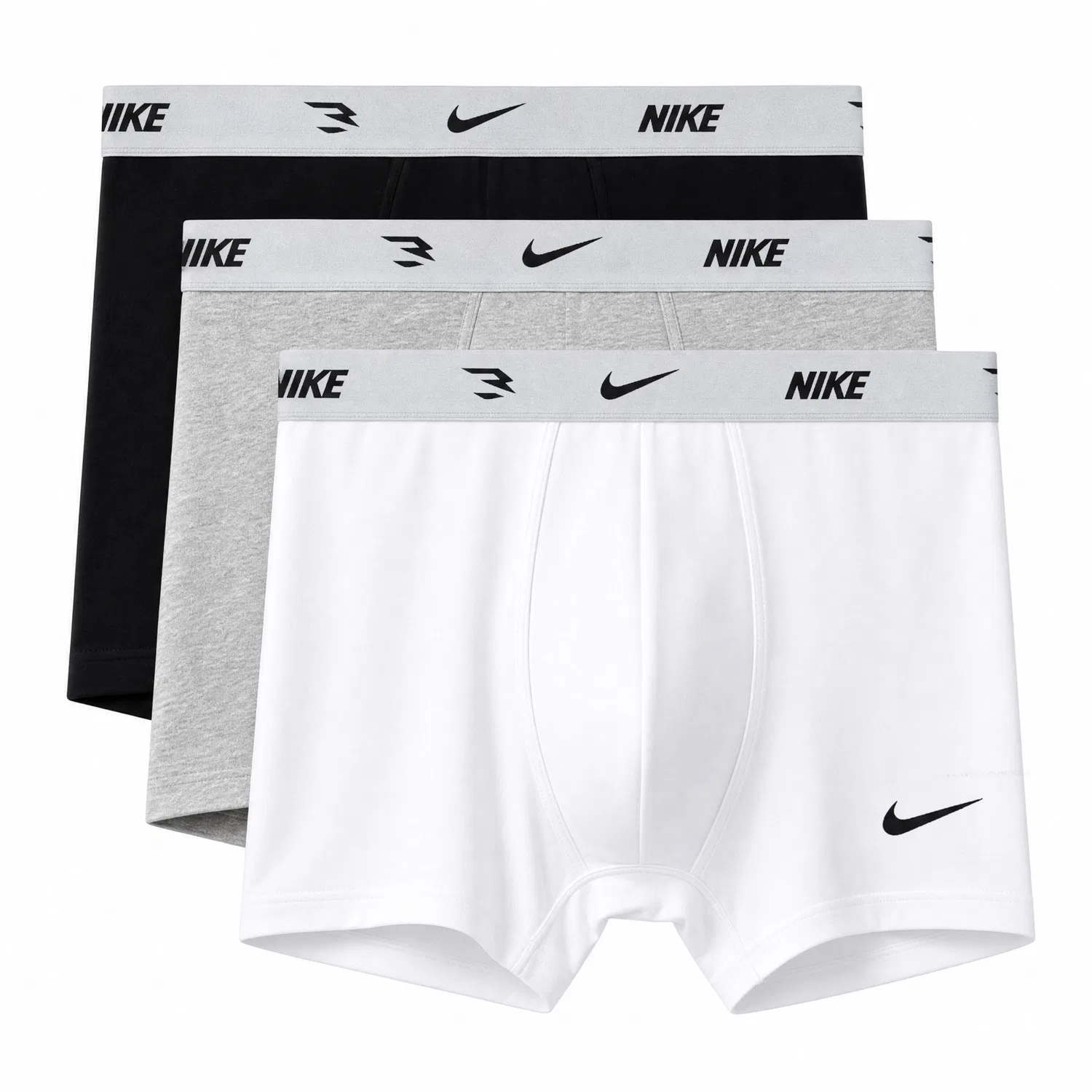 Детские трусы-боксеры с принтом Nike, 3 шт, Black/Light Gray/White