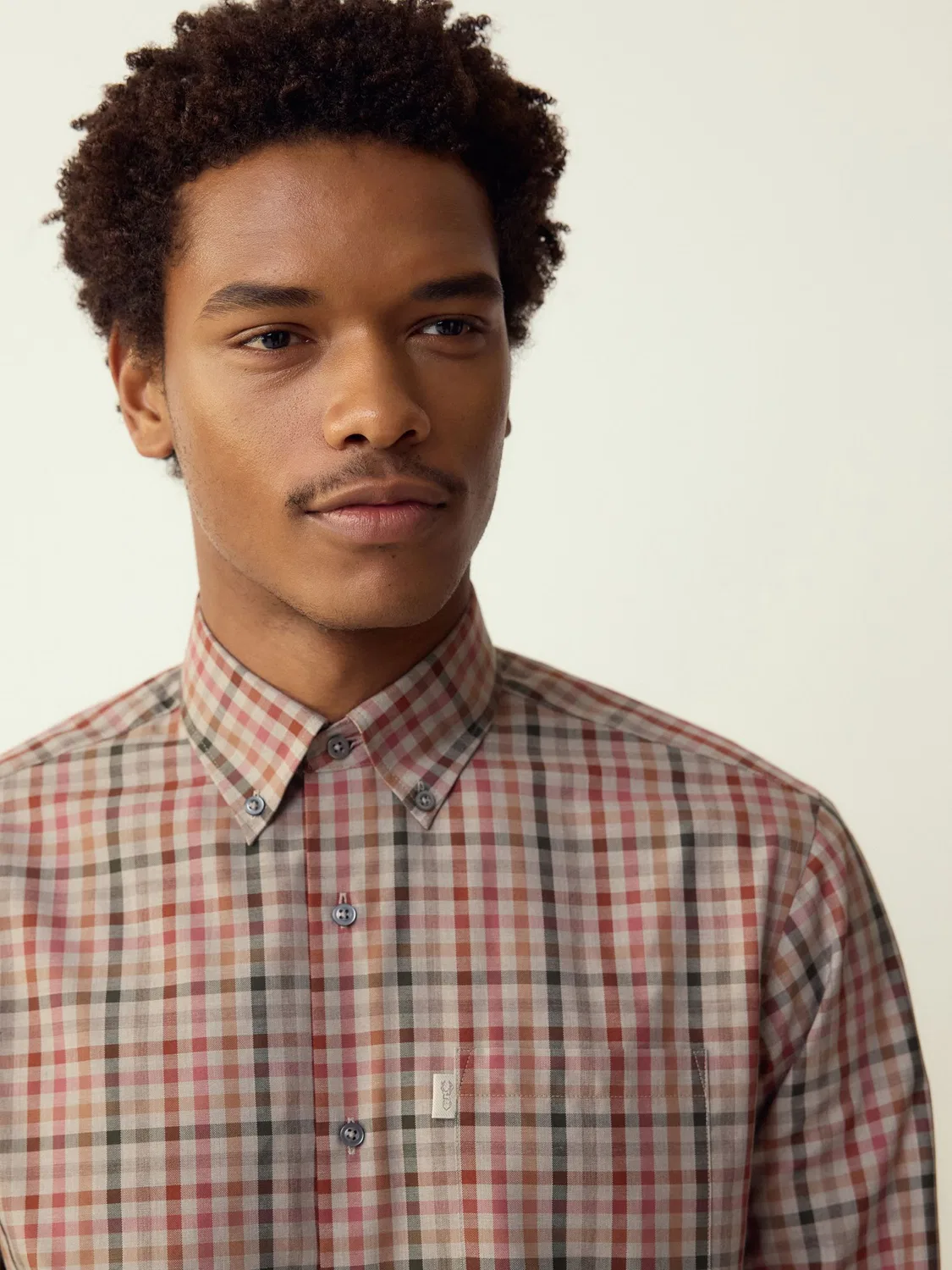 Рубашка оксфорд Regular Fit Neutral Gingham Next, Нейтральная гингем — фото 4