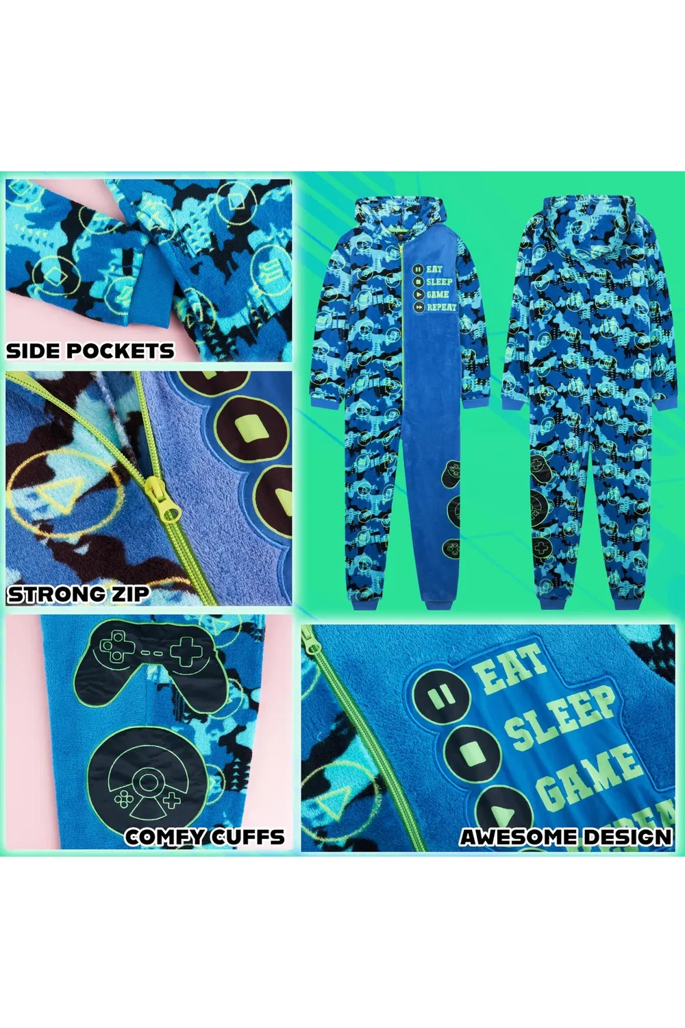 Детский игровой комбинезон-слип с капюшоном Citycomfort, Blue — фото 2