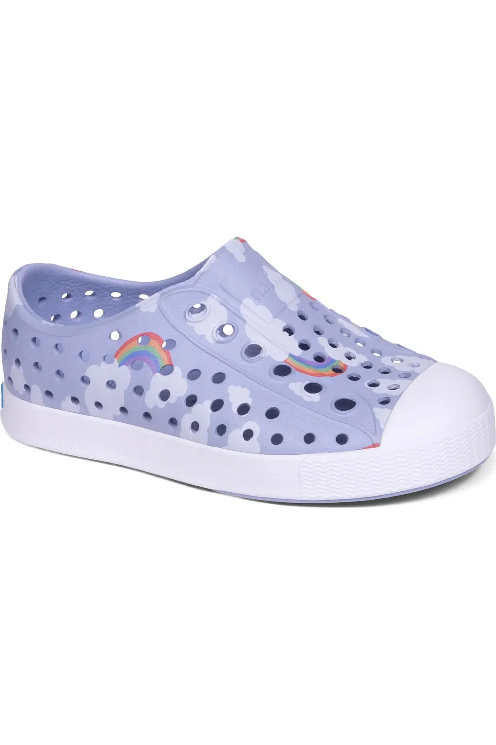 Детские кеды водонепроницаемые с принтом Jefferson Native Shoes, Blue/White/Cloud Rainbow