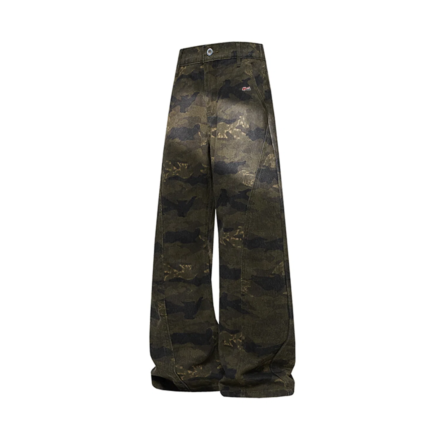 Детские джинсы свободного кроя с камуфляжным принтом и значком DIY, Camouflage DIY Badge, WARRIOR