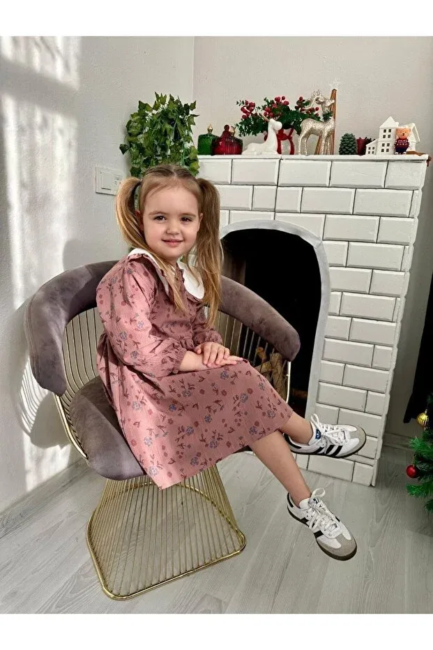 Детское платье для девочек с принтом Special Design - Special Floral Dress For Little Style Holders I Eid Girl Dress Yalçınoğlu Kids, Red — фото 3