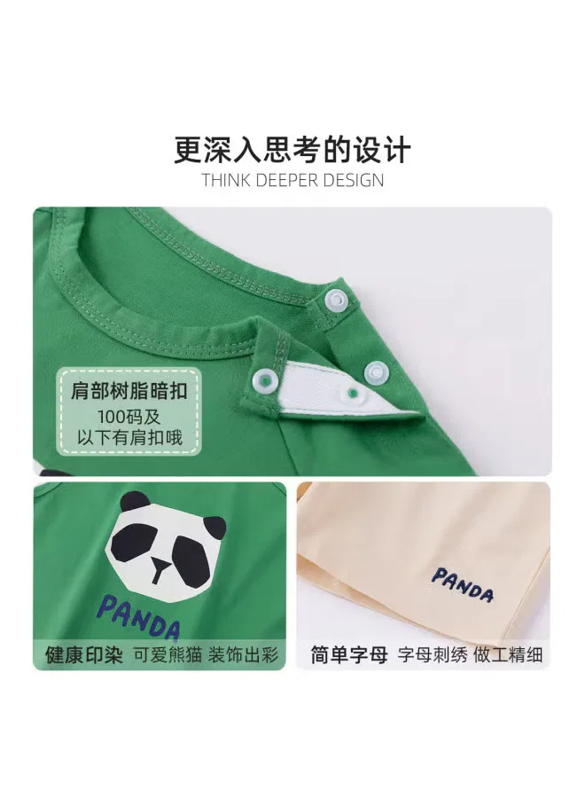 Комплект летний без рукавов с пандой Doodle Home, зеленый — фото 4