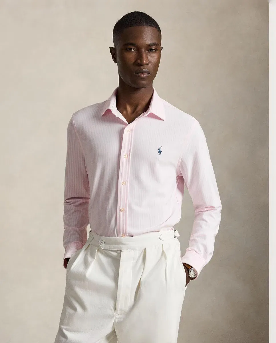Мужская рубашка в полоску, Oxford Slim Fit, Polo Ralph Lauren, Rosa claro