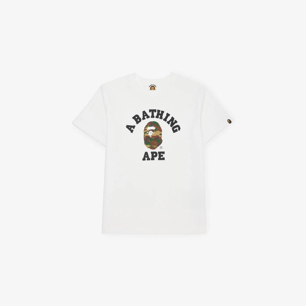 Хлопковая футболка с камуфляжным логотипом, размер 2-13 лет A Bathing Ape, белый/зеленый