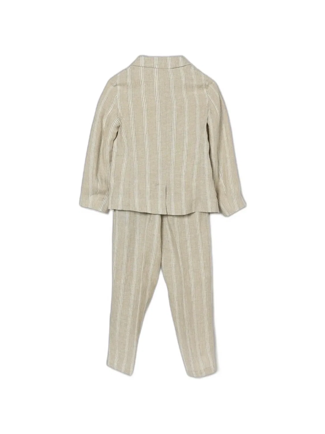 Льняной костюм-двойка в полоску Emporio Armani Kids, нейтральные цвета — фото 2