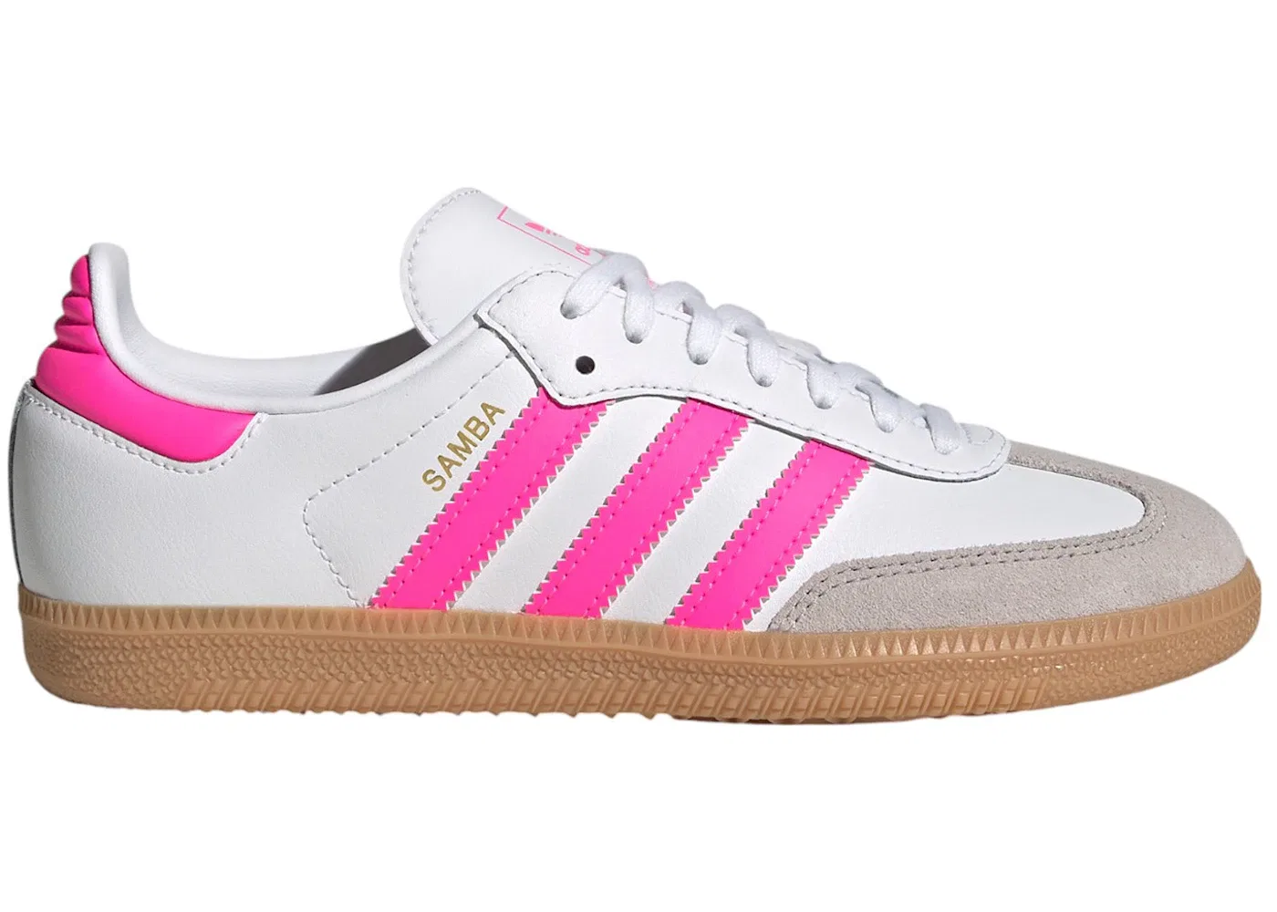 Детские кроссовки с замшевыми вставками Adidas Samba OG, Cloud White Lucid Pink Gum