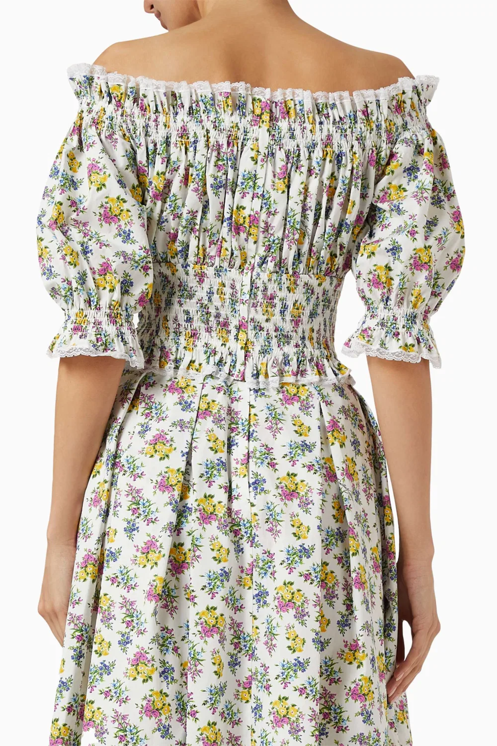 Топ с открытыми плечами с цветочным принтом из поплина Dolce & Gabbana — фото 3