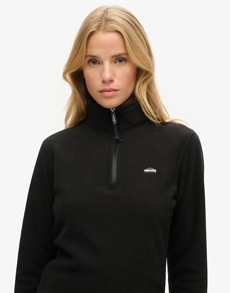 

Флисовый джемпер Superdry Polar с застежкой-молнией на половину длины, черный