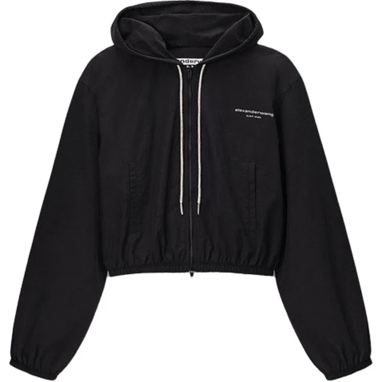 Женское укороченное пальто с капюшоном Alexander Wang, Black