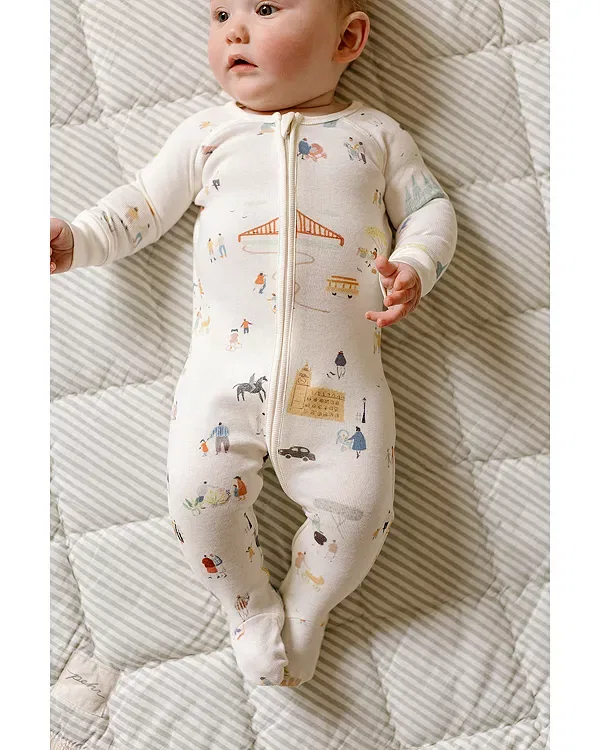Детский комбинезон с принтом Unisex ribbed sleeper footie Pehr, Explore The World — фото 2