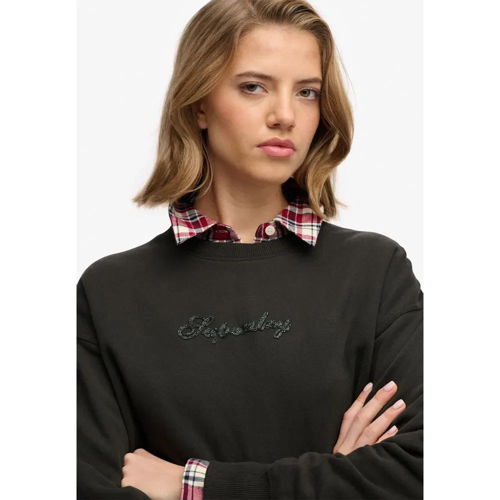 Свитшот свободного кроя Script Brand Loose Crew Superdry, зеленый — фото 4
