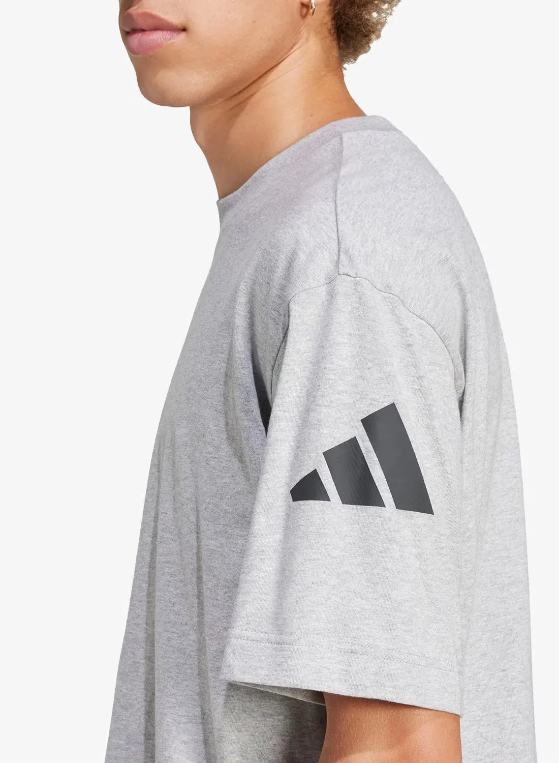 Футболка свободного кроя с логотипом Adidas, серый — фото 4
