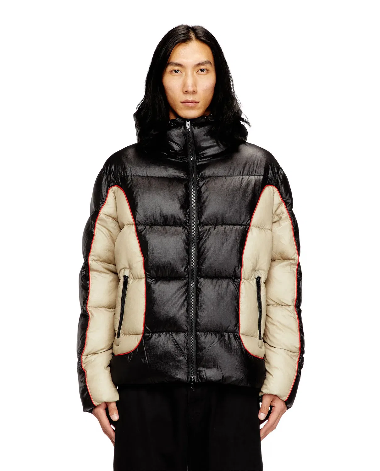 Мужской пуховик с капюшоном Diesel, Negro / Natural